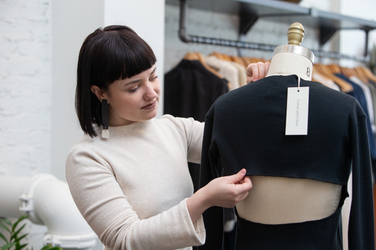 Tessa Clark with one of her garments