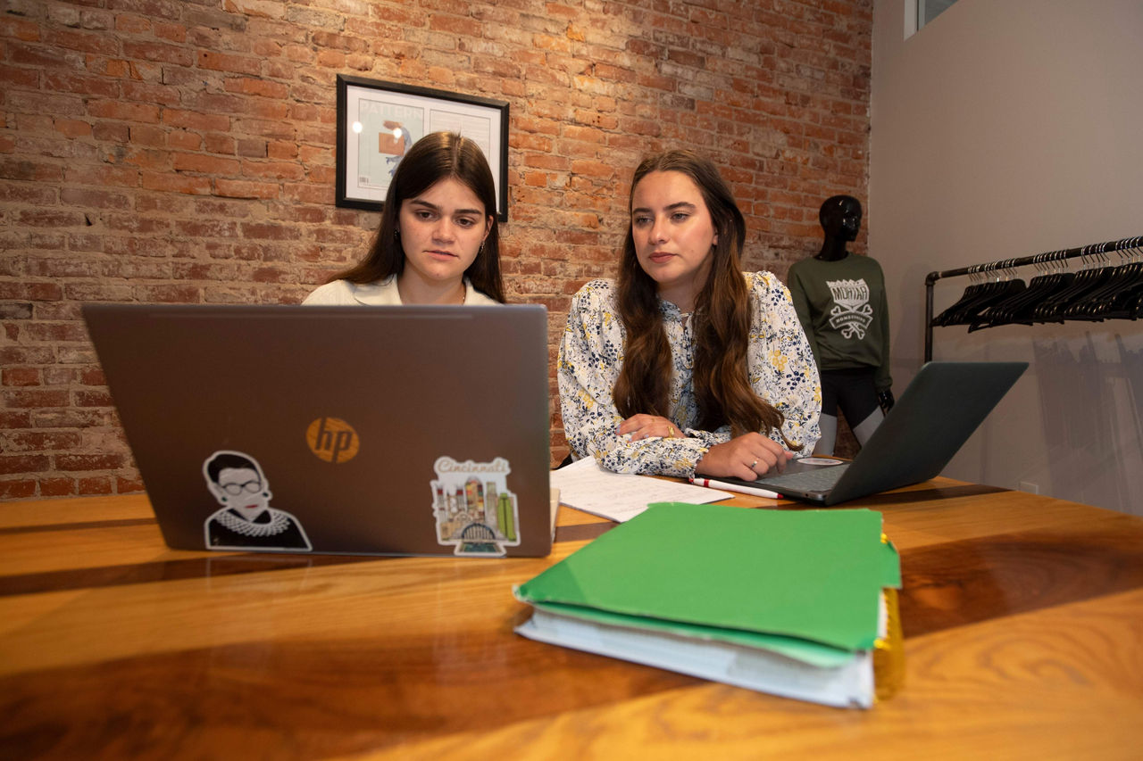 Jones Center students collaborating on a project