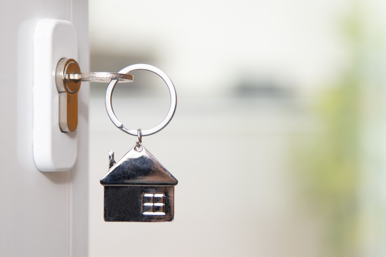 House key in door