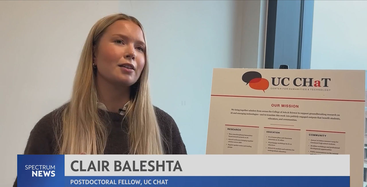 Screenshot of Clair Baleshta talking to Spectrum News. 