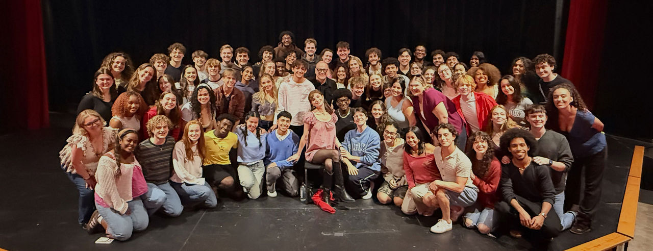 Dylan Mulvaney at CCM with current musical theatre students. 