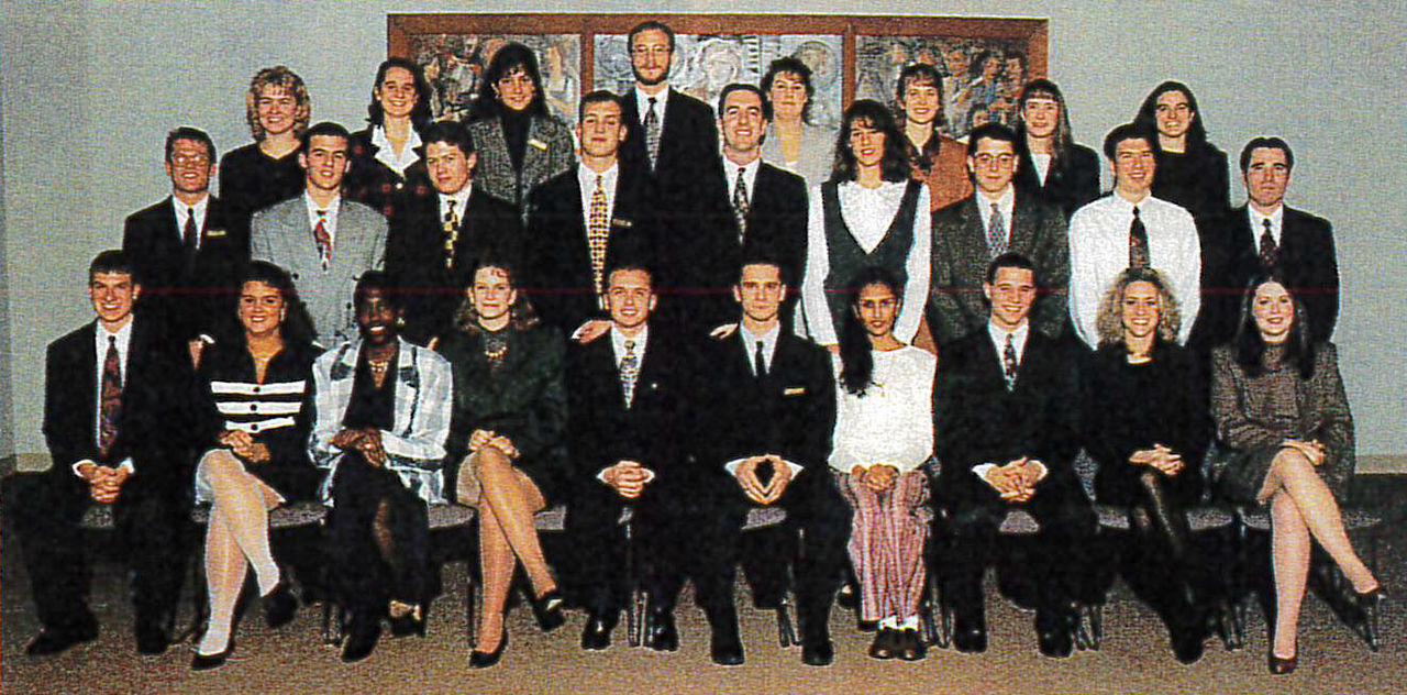 An older photo of UC student ambassadors posing for a group photo.