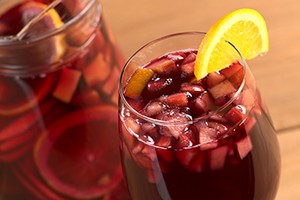 Glass of Sangria with lemon slice
