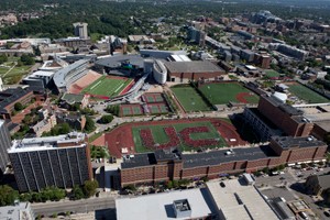 aerial shot of UC campus