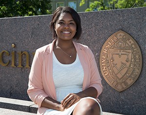 Tiffany Brooks, president of ADVANCE, an African-American professional development organization, on campus with her parents Howard and Denise and brother.