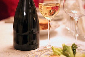 Wine bottle and poured glass