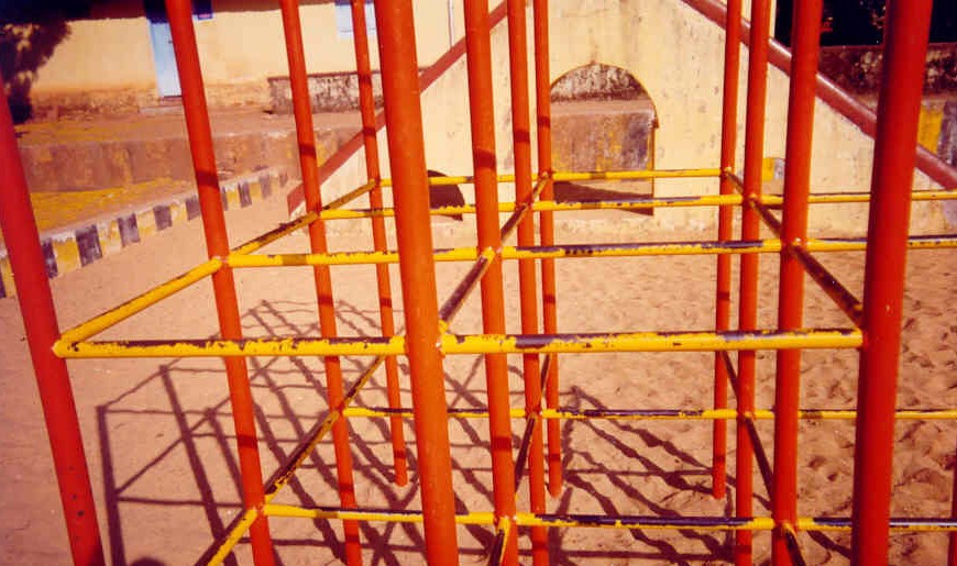 This public playground in Mangalore, India is one example of the crumbling lead-based paint dangerous to children. 