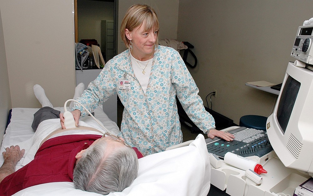 Patient Edward Busch undergoes an abdominal aortic aneurysm screening.