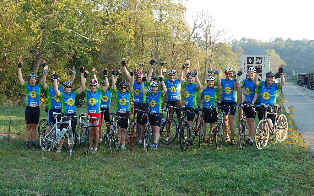 Sunflower Revolution supporters prepare for an early morning ride.