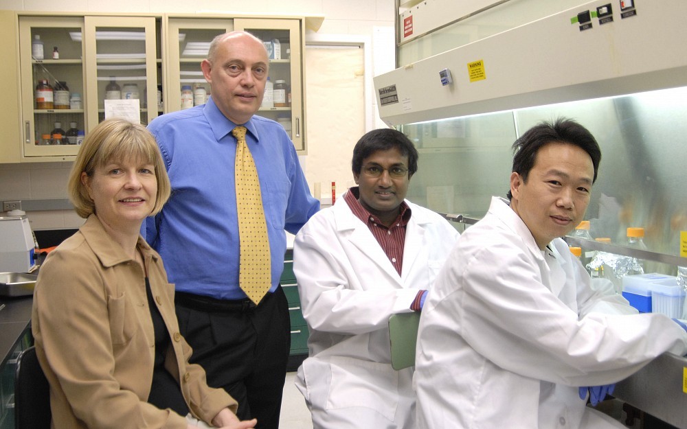 Tiina Reponen, PhD, Sergey Grinsphun, PhD,  Atin Adhikari, PhD and Chunlei Li, PhD, are developing a new method for combating weapons of mass destruction. 