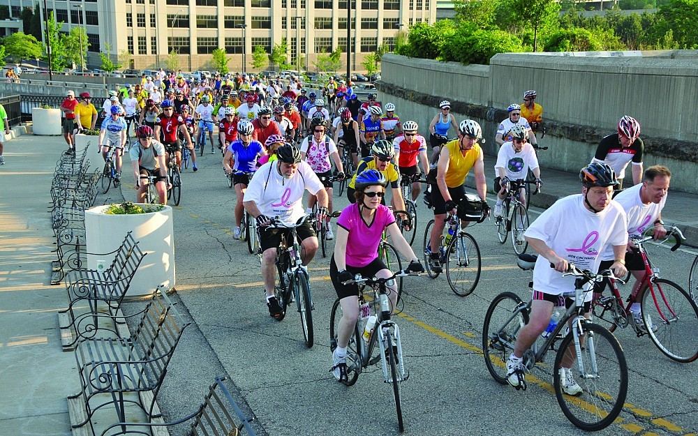 Nearly 1,200 people came out to pedal against breast cancer in the 2008 Ride Cincinnati event. 