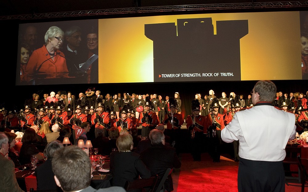University leaders, staff and supporters celebrate the kick off of UC's $1 billion capital campaign during an Oct. 25 event at Fifth Third Arena.