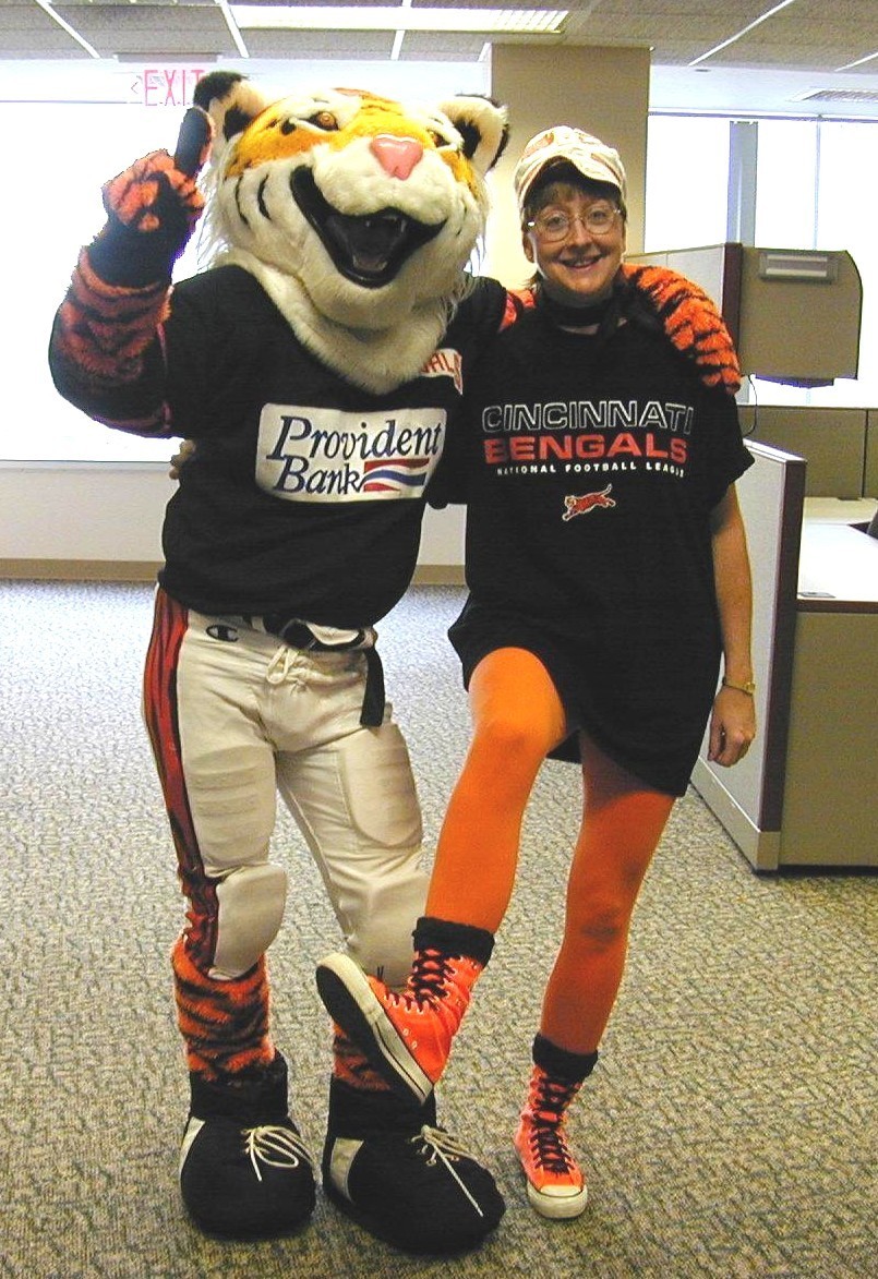 Priscilla Schmidt, senior administrative assistant, during Bengals Pride Day at work.
