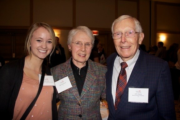 Kelly Hunt, College of Nursing student, Ellen Rieveschl, UC supporter, and John Steele, College of Nursing Board of Advisors member.


