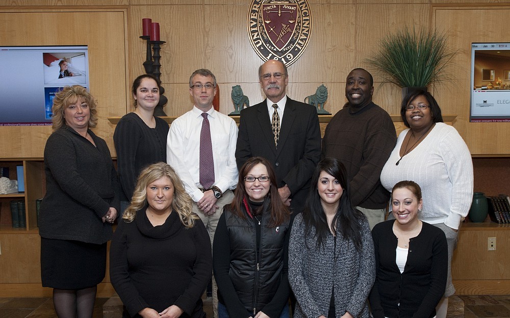 Joe Coates and Lenora Johnson (back row on far right) both received the Joseph Hall Scholarship to continue their studies in social work at the graduate level. 