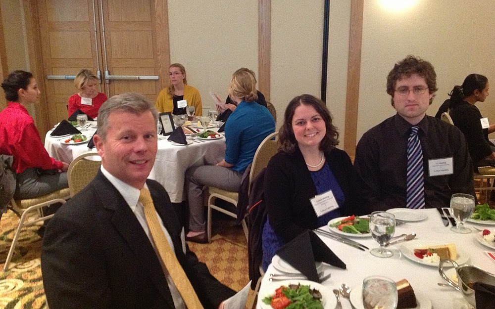 College of Nursing board of advisors member David Widmann with scholarship recipient Lauren Wuthig and guest TJ Muthig. 