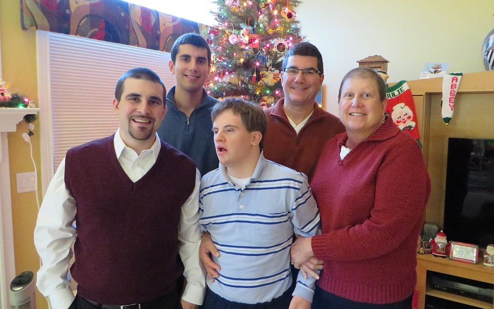 Julie Haubrock (right) with all of her sons