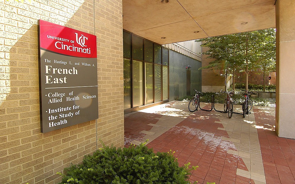 Commonly referred to as French East, the Hastings L. and William A. French Building houses UC's College of Allied Health Sciences.