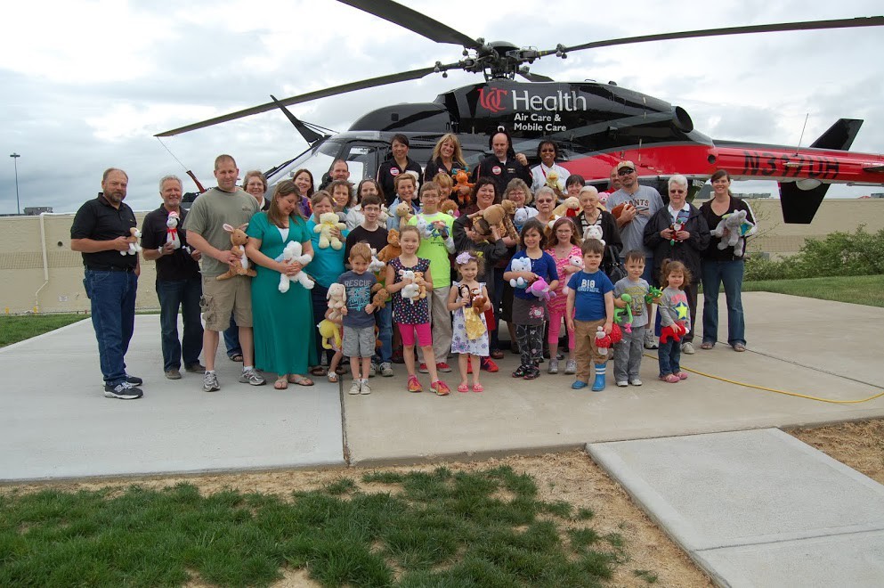 UC Health Air Care & Mobile Care accepted 350 stuffed animals from the Anderson Hills Christian Church Disciples of Christ youth group this spring.