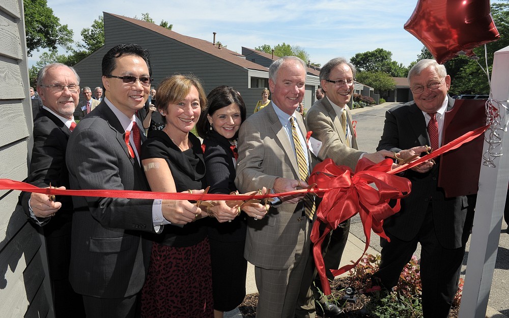 Ribbon cutting at the Innovation Collaboratory House on the campus of Maple Knoll Village.