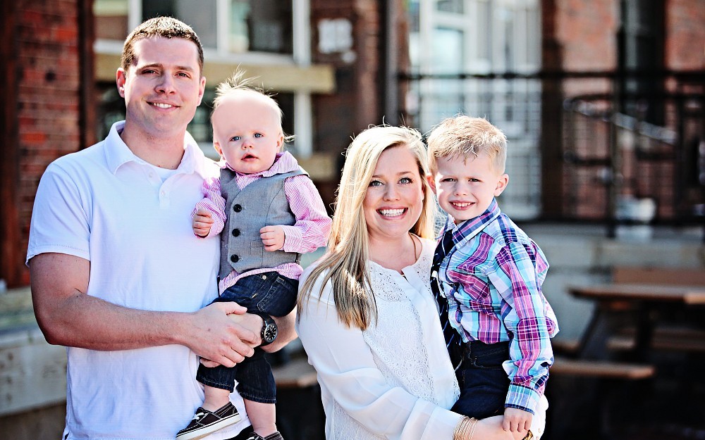 Nursing student Heather Shoup with her husband, Brian, and sons Carter and Braden.