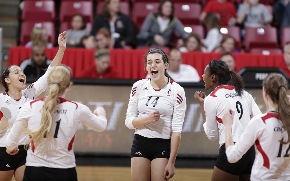 UC Bearcat volleyball player and nursing student Amelia Wegman (No. 14)
