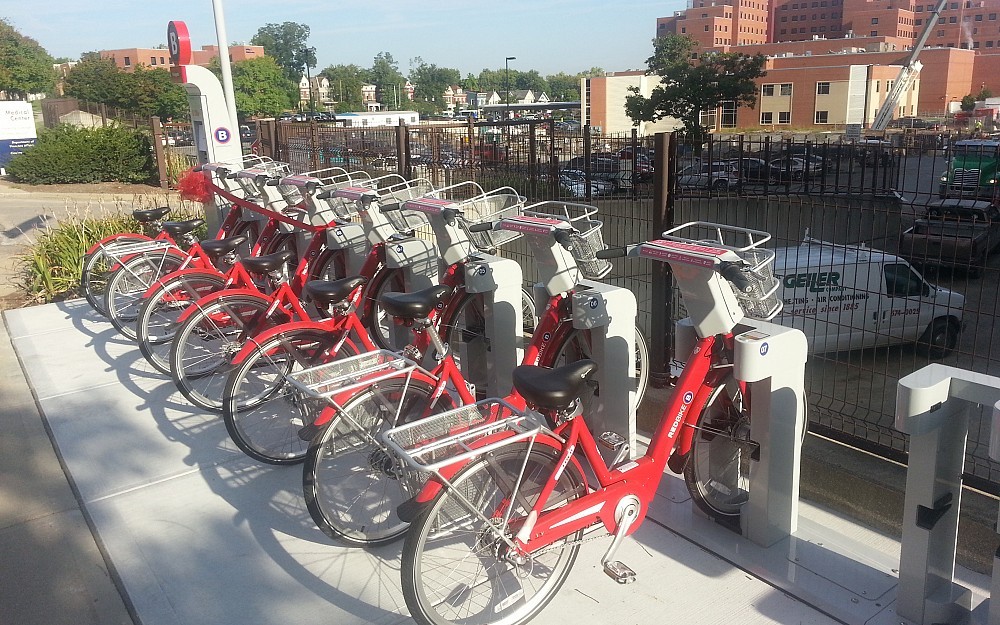 The Red Bike station on Goodman Drive was ready for business Monday, Sept. 15.