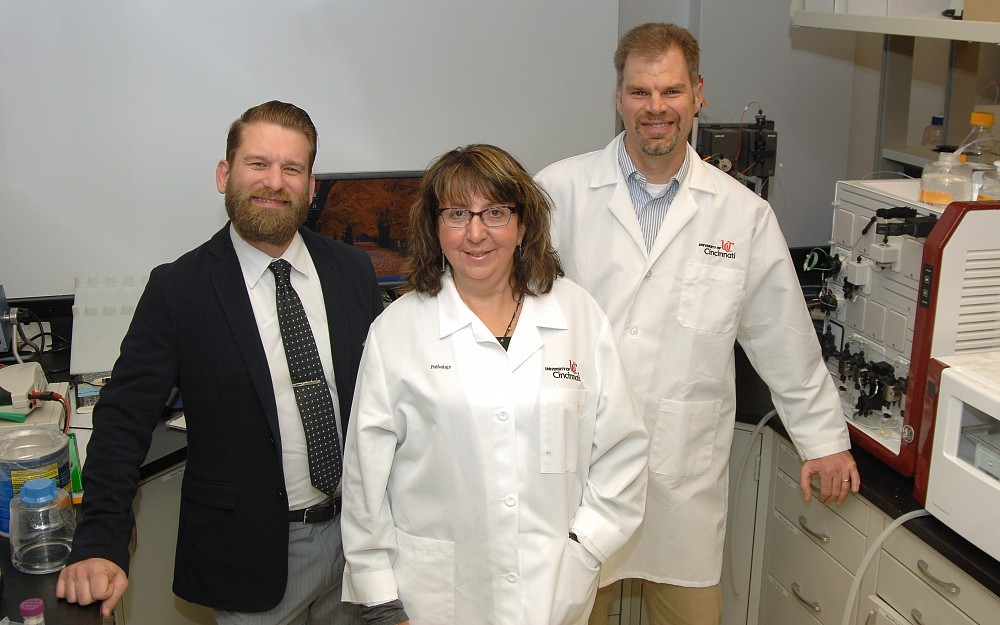 UC Team to Lead Gates Foundation Funded Research. Principal Investigator Laura Woollett, PhD, (center), Jeffery Welge, PhD, (left) and W. Sean Davidson, PhD 