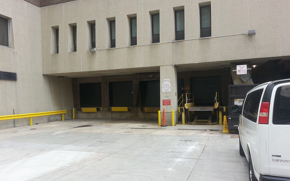 Medical Sciences Building dock. Farthest east stall is at far left.
