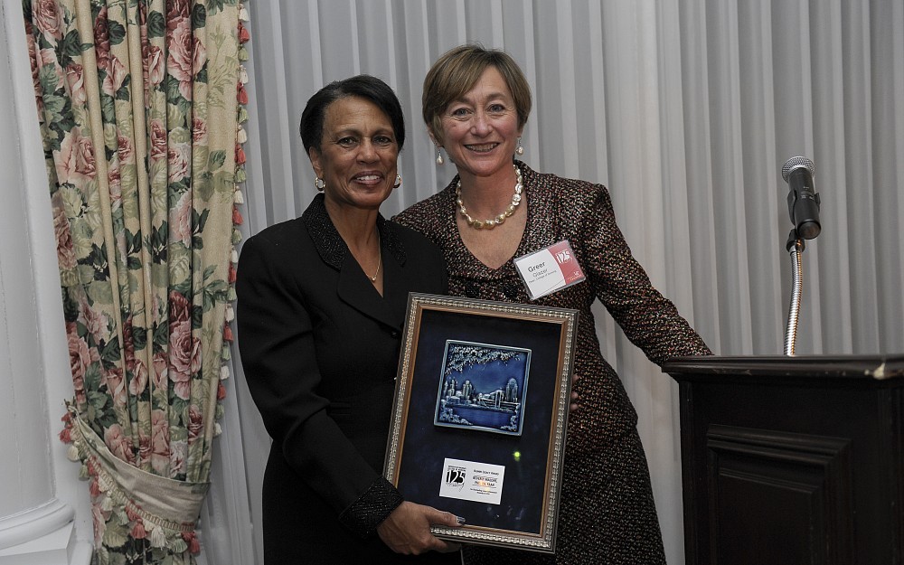 UC College of Nursing Dean Greer Glazer, PhD (right), with inaugural Legacy Award winner and College of Nursing alumna Beverly Malone, PhD, CEO of the National League for Nursing.