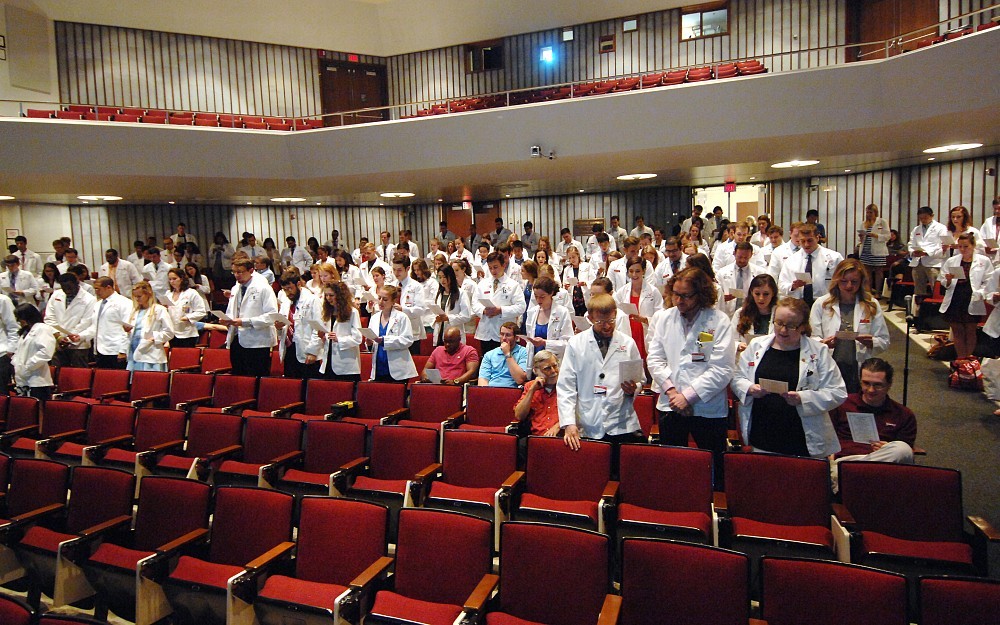 The Class of 2017 in the College of Medicine marks the start of weekly rotations with the Student Clinician Ceremony held June 26, 2015, in Kresge Auditorium.
