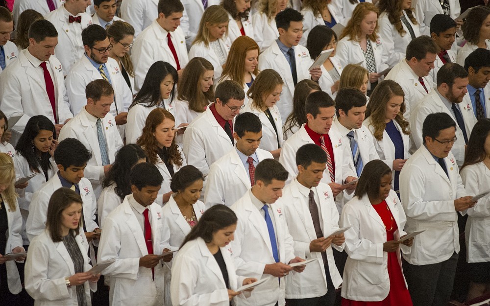 UC College of Medicine's Class of 2019 recite the Oath of Professionalism at the 20th annual White Coat Ceremony held at Cincinnati Music Hall.