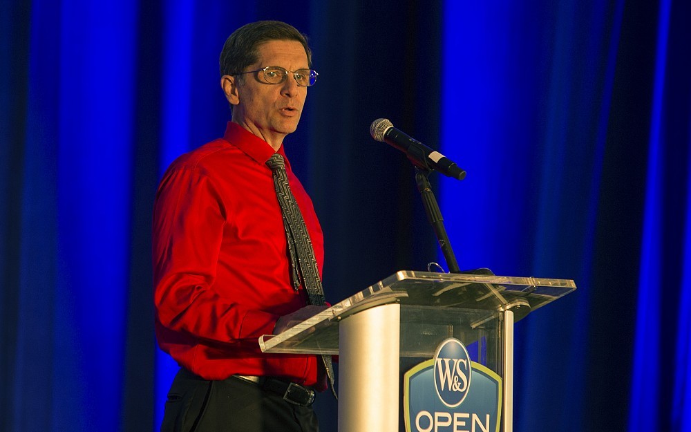 Joseph Broderick, MD, director of the UC Neuroscience Institute, was the emcee for the fundraising campaign kickoff at the Western & Southern Open tennis tournament in Mason, Ohio.