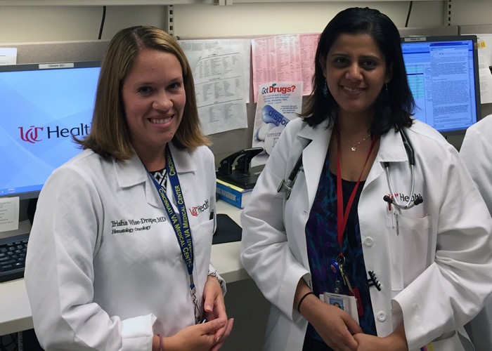 Trisha Wise-Draper, MD, PhD, assistant professor within the Division of Hematology Oncology, Department of Internal Medicine, and her mentee Shuchi Gulati, MD, who is a fellow in hematology oncology