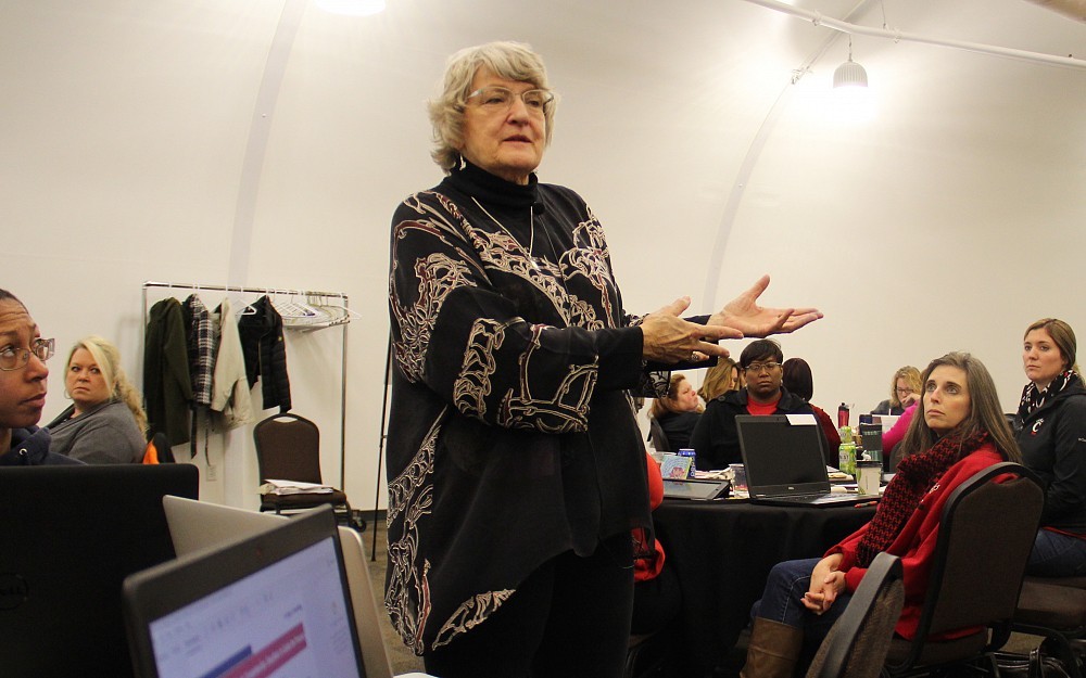 Phyllis Beck Kritek, RN, PhD, speaks at a College of Nursing-wide retreat on Thursday, December 17, titled Â Commitment to Community: Fostering the Creative Potentials of Conflict Engagement."