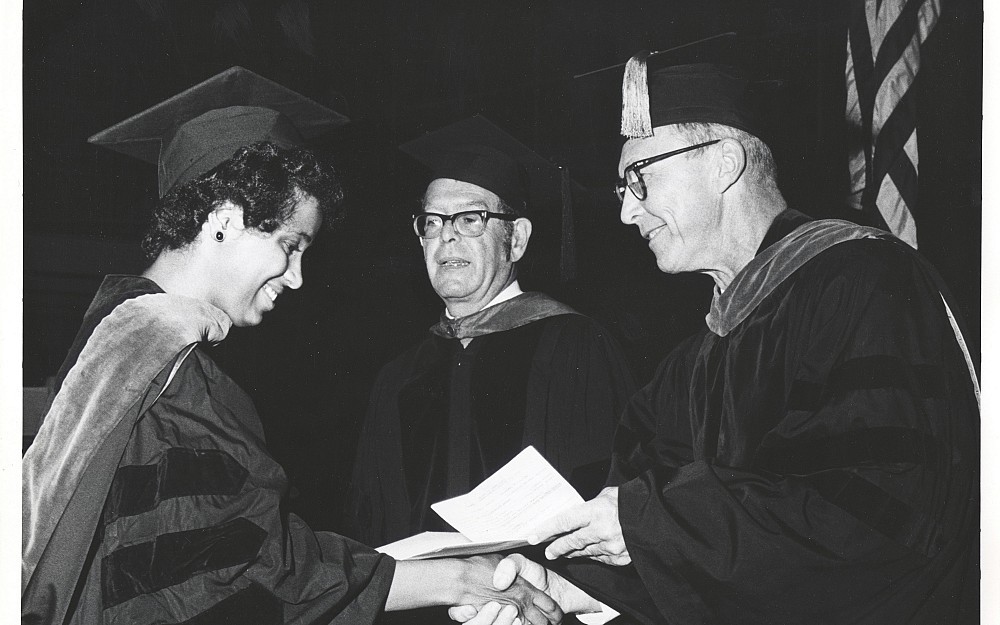 The graduation photo of Cheryle D. Southern, MD, who was the only graduate to earn an MD in the August ceremony of 1970.
