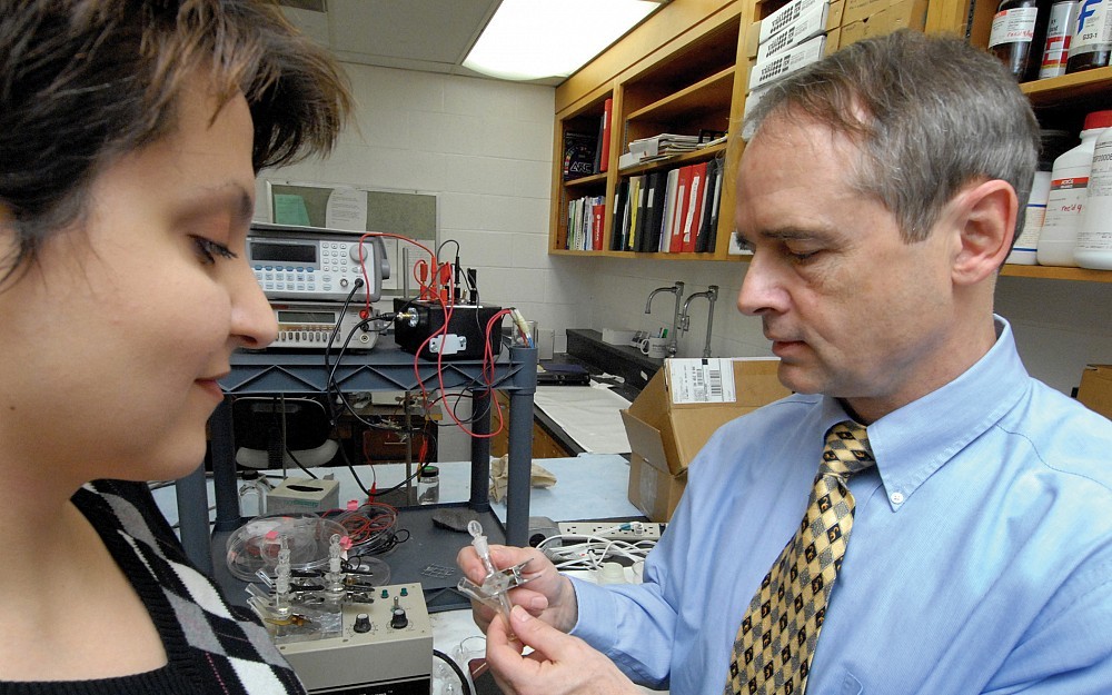 Postdoc fellow Sara Farahmand (left) and Jerry Kasting, PhD.