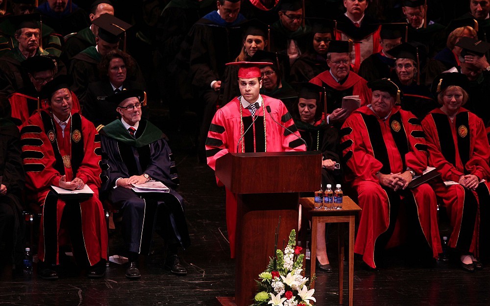 Med student Zachary Callahan addressed the Class of 2015 during Honors Day at Aronoff Center.