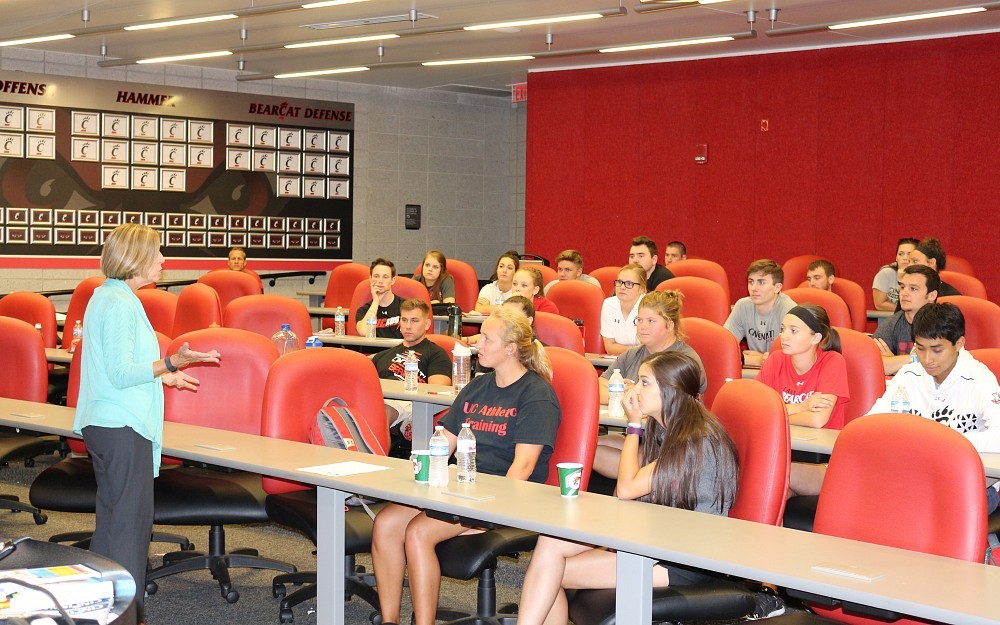 College of Allied Health Dean Tina Whalen with UC Athletic Training Students