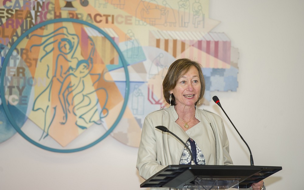 Greer Glazer, PhD, dean UC College of Nursing speaks at the Leadership 2.0 Celebration at Procter Hall