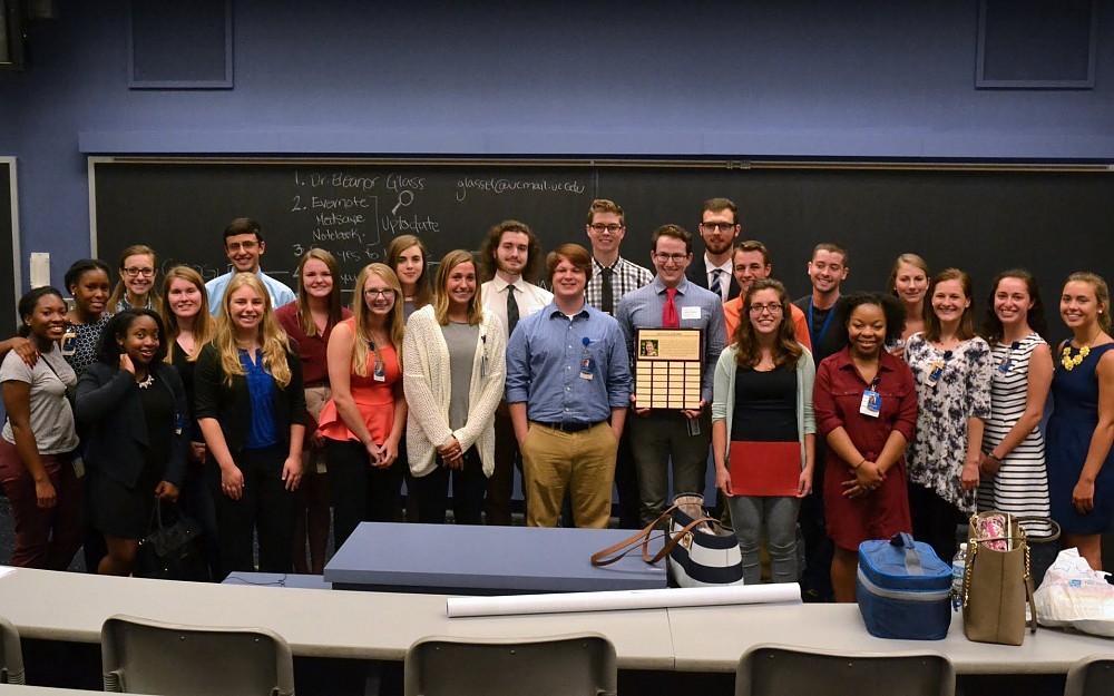 
College and high school students who presented summer research as part of the Capstone Posters Sessions in the College of Medicine August 4-5, 2016, attended an awards ceremony in the Medical Sciences Building.