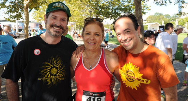 Kathy Krumme (center) with Kim Seroogy, PhD, and Alberto Espay, MD, of the Gardner Center for Parkinson's Disease and Movement Disorders at the UC Gardner Neuroscience Institute.