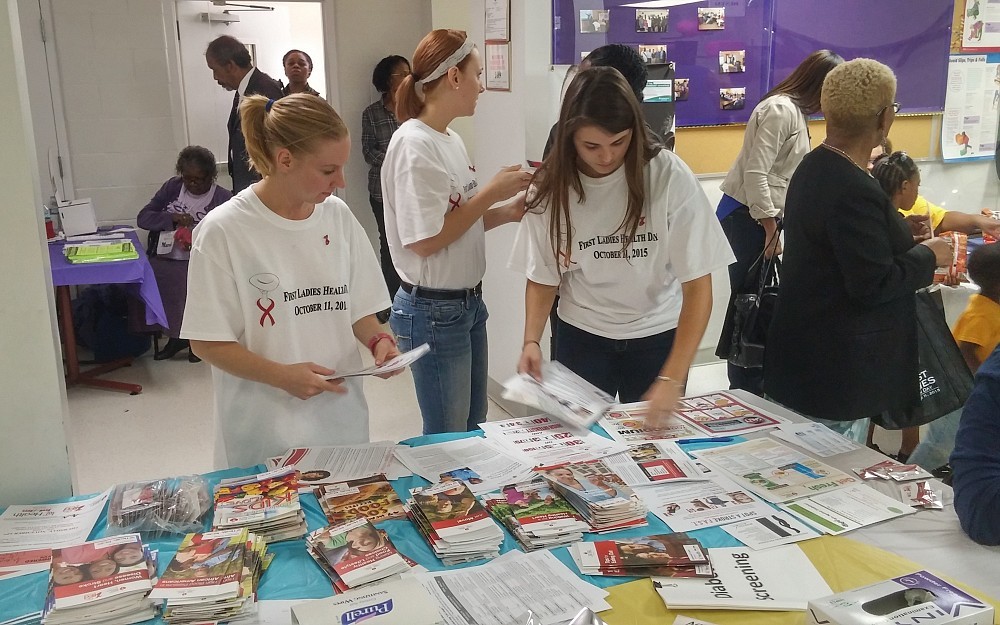 UC Students at a 2015 First Ladies for Health screening at Corinthian Baptist Church 