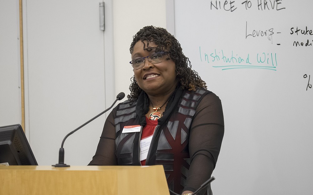 Karen Bankston, PhD, associate dean in the College of Nursing addresses the Urban Universities for Health meeting at UC.