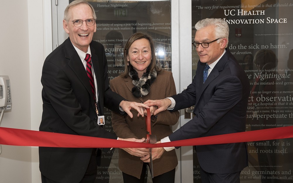 Richard Lofgren, MD, president and CEO of UC Health, Greer Glazer, PhD, dean of the College of Nursing and interim UC Provost Peter Landgren
