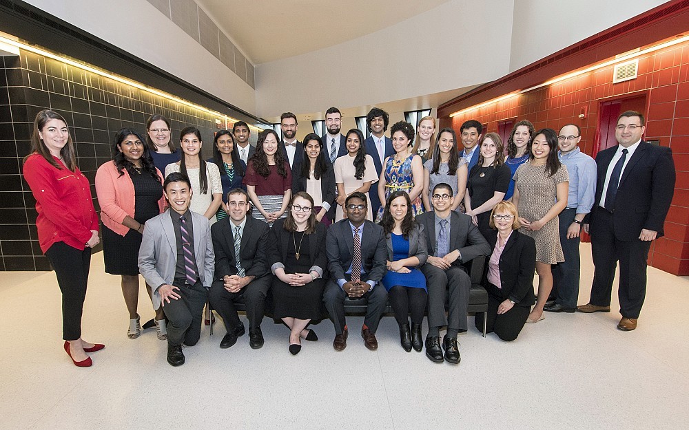 Twenty-six medical students at the University of Cincinnati were inducted into the Gold Humanism Honor Society.  The group along with GHHS advisors are shown at the Gold Humanism Honor Society dinner.