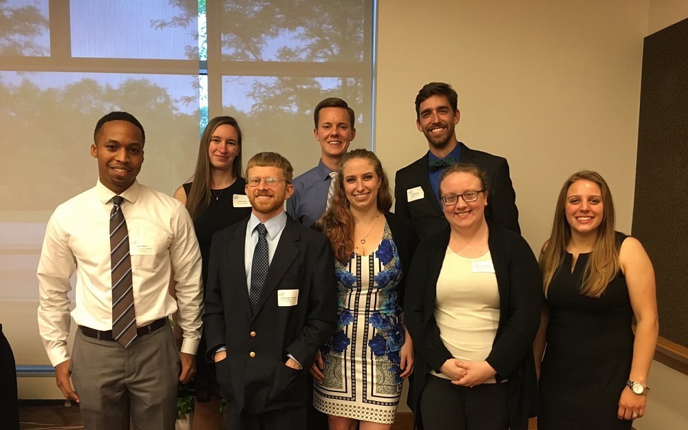 Students honored by the Department of Family and Community Medicine include: (front row) Nate Harris, Christopher Morriss, Hannelore Geeraert, Natalie Foertmeyer, Anna Wiley. Second row: Sarah Hollis, Christian Gausvik, Zak Bittinger.