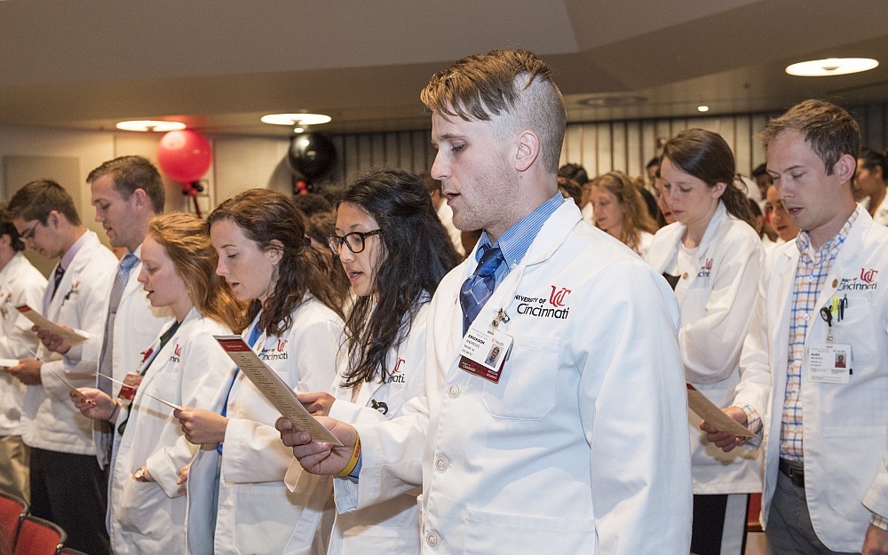 New third year medical students celebrated the start of hospital rotations at a special ceremony June 22, 2017, in Kresge Auditorium.