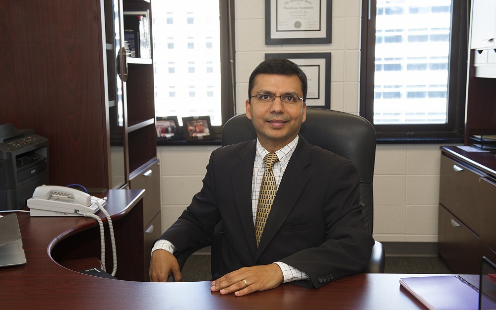 Charuhas Thakar, MD, professor and director of the UC Division of Nephrology, Kidney CARE Program, shown in his office in the Medical Sciences Building.