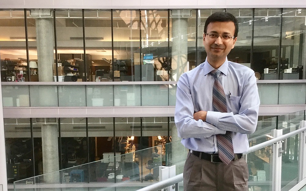 Nishant Gupta in the Medical Sciences Building at the UC College of Medicine